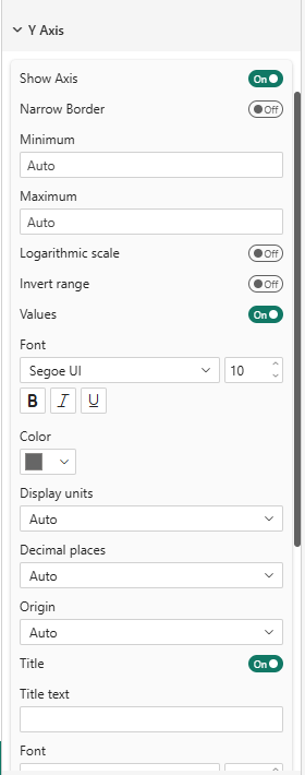 Y Axis settings panel, including the Row separators toggle