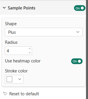 Sample Points settings panel — Shape, Radius, Use Heatmap Color, Stroke Color